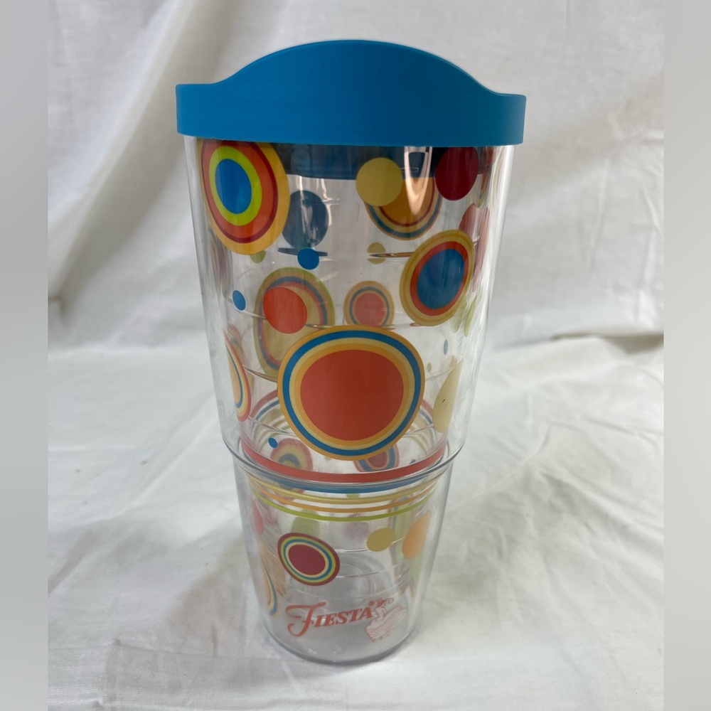 ⭐️Tervis Fiesta Sunny Dots Tumbler Mug Travel Cup 24oz w/Lid Dishwasher Safe USA